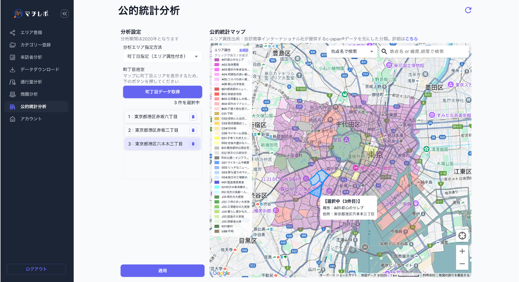 人流マーケティングツール「マチレポ」をメジャーアップデート<br>「公的統計分析機能」を新たに搭載